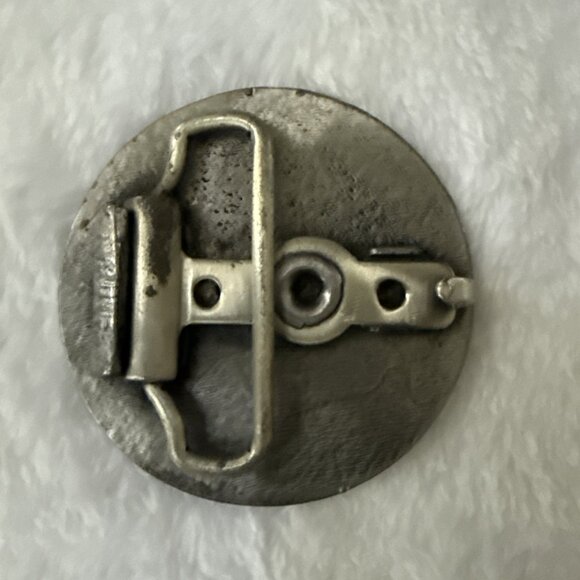 Vintage  Round Horse and Rider Belt Buckle 2.5in HTF - Picture 3 of 8